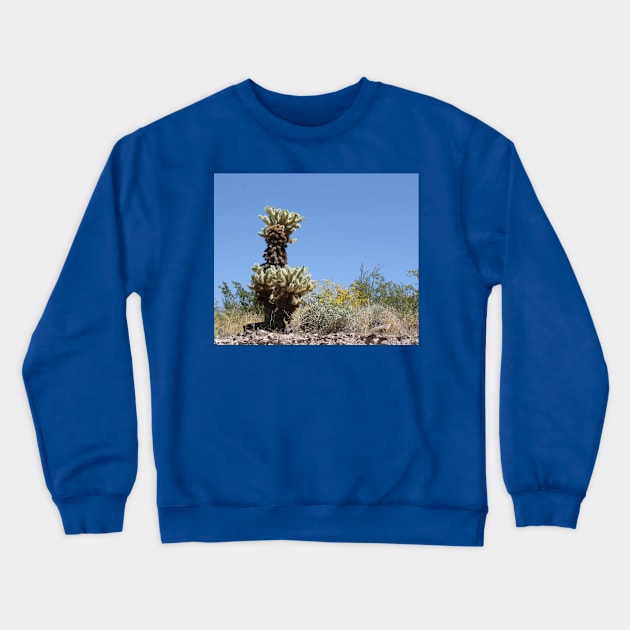 Cactus and Yellow Flowers in the rocky Desert Crewneck Sweatshirt by Christine aka stine1